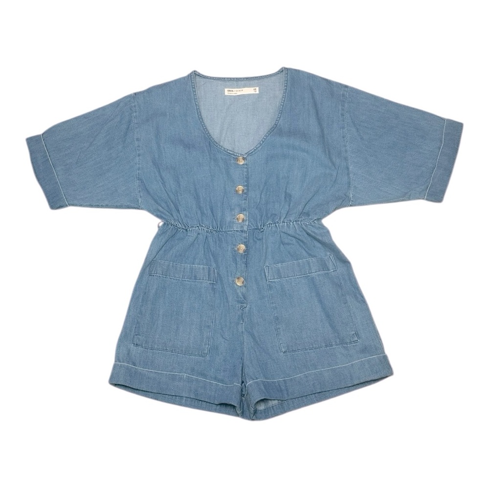 ASOS Women's Adorable Button Front Blue Denim One Piece Romper‎ Size 6